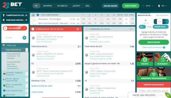 Apuestas Copa Libertadores en 22bet